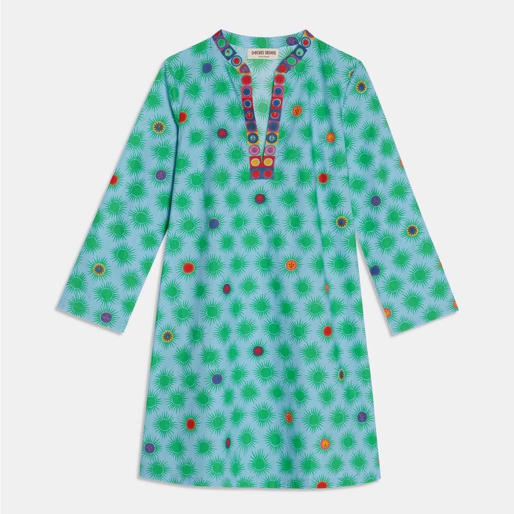 Emporio Sirenuse Sarah Smile Printed Cottonvoile Kaftan size 42 - Picture 3 of 9